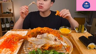 Mukbang mì cay Hàn Quốc với cơm cuộn kim bắp phần 5 #anngon