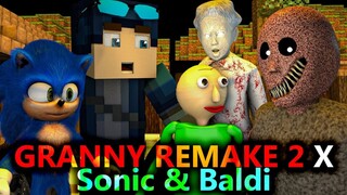 GRANNY REMAKE 2 X SONIC X BALDI X Steve CHALLENGE REMASTERED! Minecraft Halloween Animation Battle