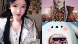 Ketika tarian khusus penggemar Yuan Tiao Mei, pameran ekspresi wajah Guan dan Mai Mai