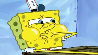Spongebob's hand was swollen, Mr. Krabs helped him pull out the thorn, and pus was sprayed on his fa
