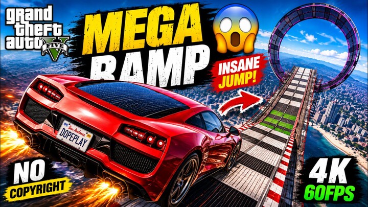 GTA 5 HARDEST MEGA RAMP 😱 | Insane Car Stunts Gameplay | 4K 60FPS