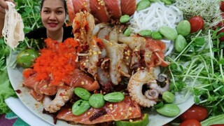 ตำเห็ดเข็มทองแซลมอน​กุ้งสด​ไข่กุ้ง​ สะตอเหม็นๆผักทั้งสวน​ เลี้ยงลูกเลี้ยงหลานปิดประเทศแล้วจ้าตอนนี้