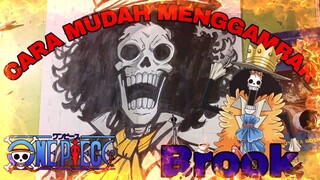 cara mudah menggambar anime one piece, BROOK