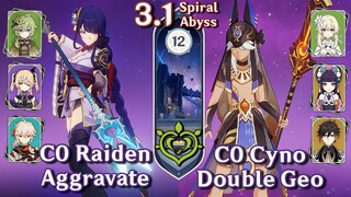 C0 Raiden Aggravate & C0 Cyno Yunjin Aggravate | Spiral Abyss 3.1 Floor 12 Full Star Genshin Impact