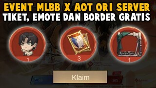 WOW TIKET GRATIS DI EVENT MLBB X ATTACK ON TITAN ORI SERVER !! BONUS BORDER & EMOTE GRATIS