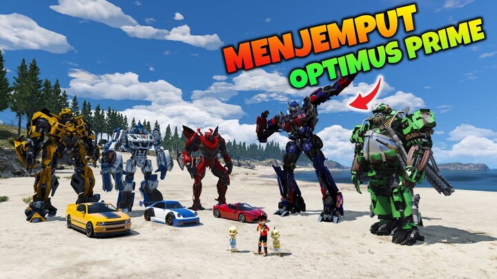 UPIN IPIN DAN BOBOIBOY BLAZE JEMPUT TRANSFORMER OPTIMUS PRIME DAN HOUND - GTA 5 MOD TRANSFORMER