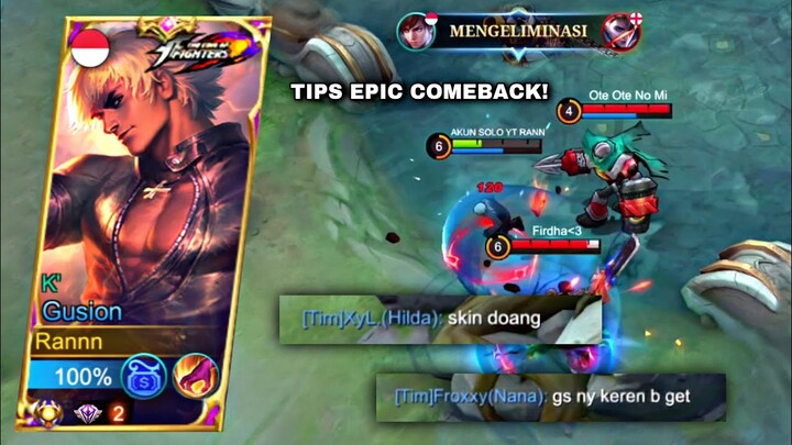GUSION KU DI REMEHKAN! MATI TRUS DI AWAL DI KATAIN SKIN DOANG! TIPS EPIC COMEBACK! TOP GLOBAL GUSION