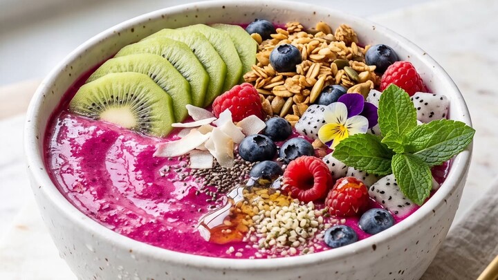 Dragon Fruit & Berry Smoothie Bowl | Colorful Superfood ASMR 🩷🫐 #SmoothieBowl #DragonFruit