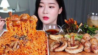 [Mukbang TV] - Mì xào gà cay, lòng bò | ASRM