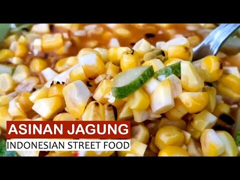 ASMR street food Indonesia 2021 | Oddly Satisying Spicy grilled corn salad, Asinan Jagung Bakar
