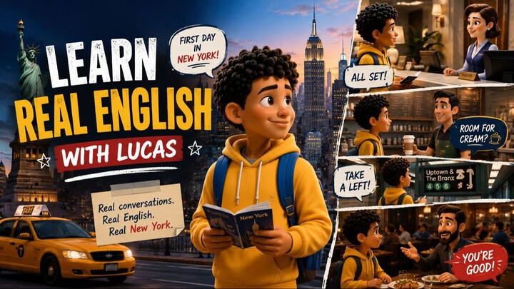 Learn Real English with Lucas 🇺🇸  His First Day in New York