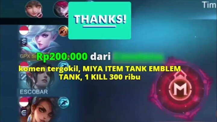 Miya emblem Tank (Build Tank) 1 Kill 300Ribu