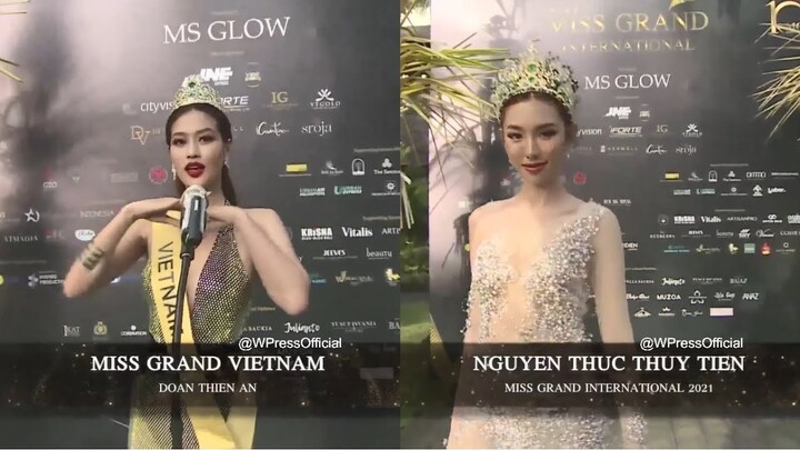 Hoa Hậu Thiên Ân, Hoa Hậu Thùy Tiên hô tên, catwalk Welcoming Ceremony Miss Grand International 2022