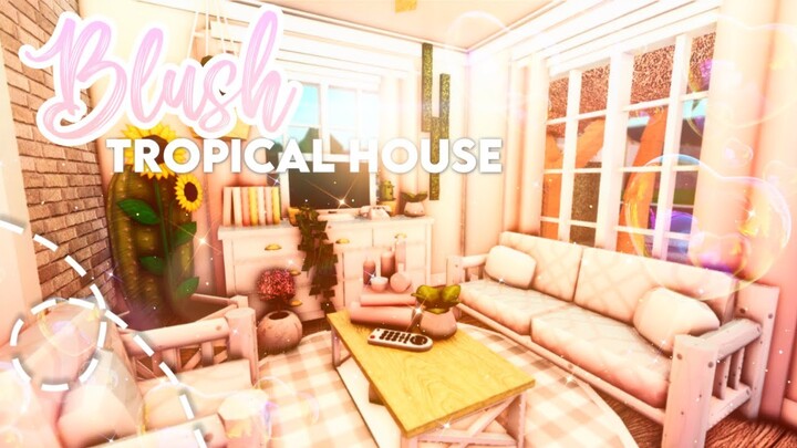 No Gamepass Pastel Blush Tropical One Story House I Bloxburg Speedbuild and Tour - iTapixca Builds