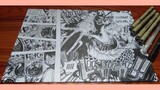 【ONE PIECE】Emperor Kaido Vs. Luffy 👒 Speed Drawing|Manga Page Inking 🐲 | Daicon