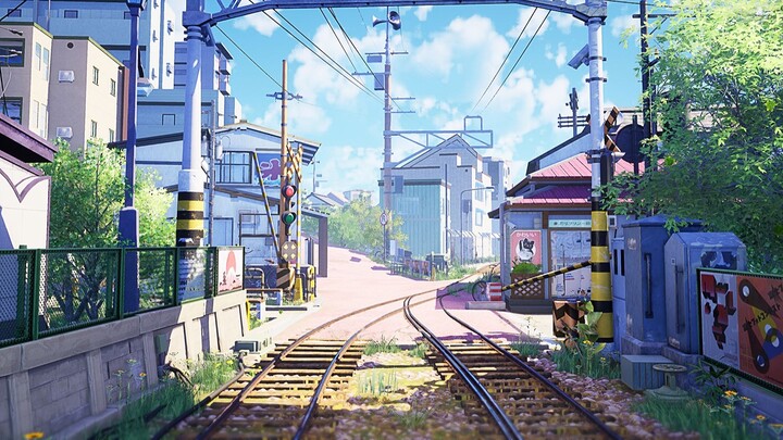 【UE4】Summer Street--Japanese cartoon summer scene in the style of Makoto Shinkai