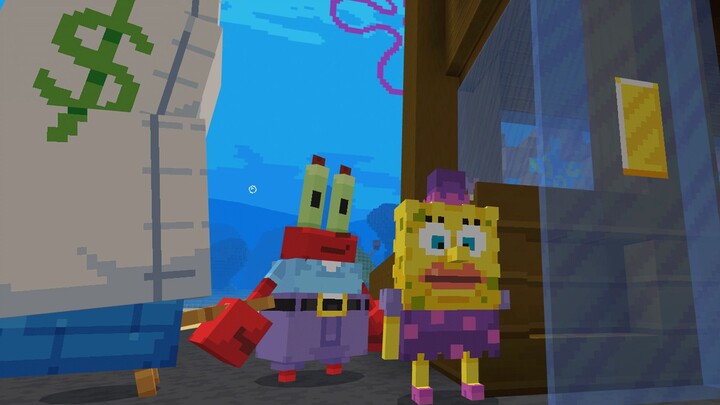 Minecraft SpongeBob SquarePants dlc Krusty Krab vs. Ikan Teri! Saya punya burger rahasia yang tak te