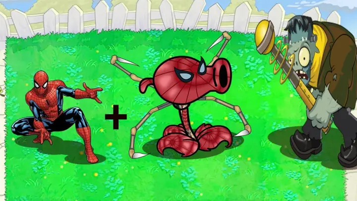 SpiderMan combined Peashooter become Super SpiderPea  - All Animation PVZ Plants Vs Zombies 2