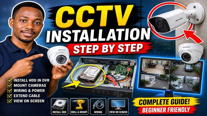 Complete CCTV Camera Installation & Setup Guide (DVR, HDD, Wiring, Indoor & Outdoor Cameras)