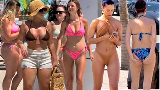 Streets of Fort Lauderdale Beach city - Miami, Florida 4K Walk - Beautiful Girls And Ladies - Bikini