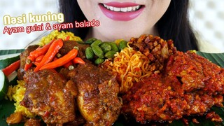 ASMR NASI KUNING, AYAM GULAI, AYAM BALADO, PETE GORENG | ASMR MUKBANG INDONESIA