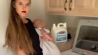 The husband asked his wife why she didn't dress up when she was at home, so she did a big dress-up!