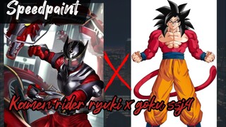 (speedpaint) kamen rider ryuki x goku ssj4