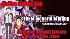 Kalian Harus Tau 3 Fakta Menarik Tentang Karakter Natsuki Subaru di anime Re : Zero