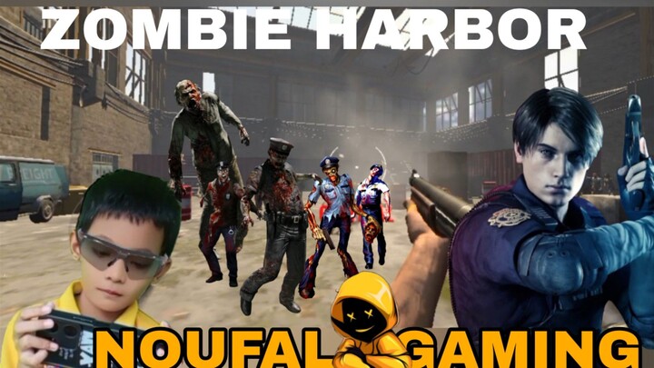 main game zombie harbor, tembak zombie yg berlari cepat, membawa senjata kapak