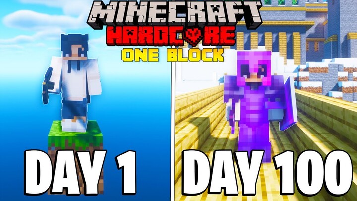 I Survived 100 Days on ONE BLOCK in Hardcore Minecraft...