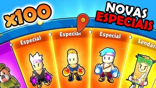Girei 100x a ROLETA das NOVAS SKINS ESPECIAIS do Stumble Guys