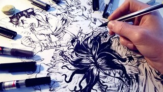 Drawing EPIC Dr. Stone Splash Page! | Senku | Anime Manga Sketch