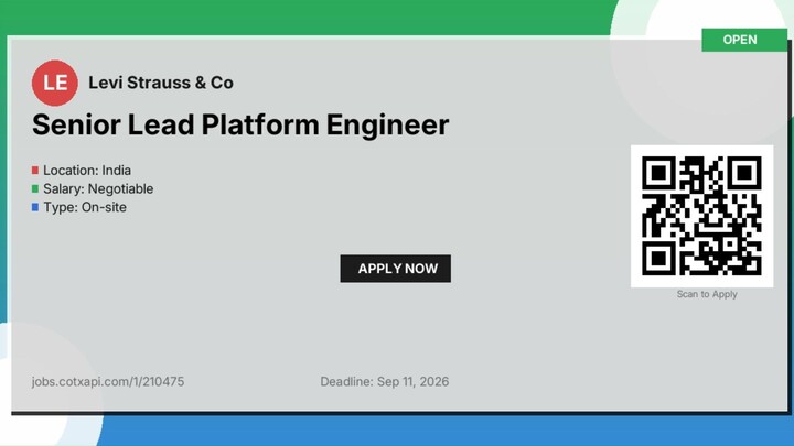 🇮🇳 Senior Lead Platform Engineer - Jobs in India  Apply Now  CotxapiJobs