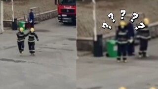 Firefighters return and line up for disinfection, holding hands just like little kids: Who isn't sti