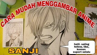 cara mudah menggambar anime ONE PIECE SANJI