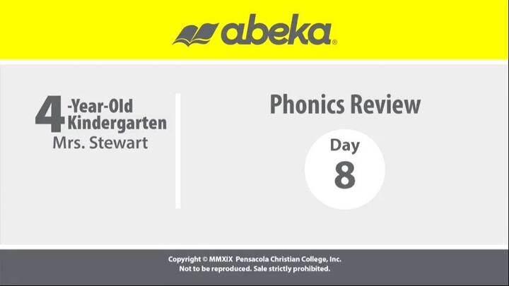 Abeka K4: Day 008 -  Phonics (Phonics Review)