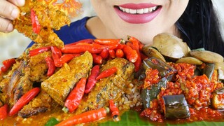 MENU RUMAHAN, MANGUT IKAN TONGKOL PEDAS, SAMBEL TERONG, JENGKOL | EATING SOUNDS
