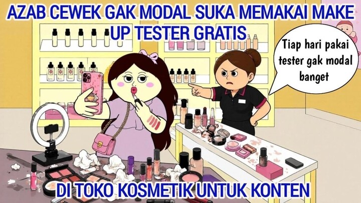 AZAB CEWEK GAK MODAL SUKA MEMAKAI MAKE UP TESTER GRATIS DI TOKO KOSMETIK UNTUK K