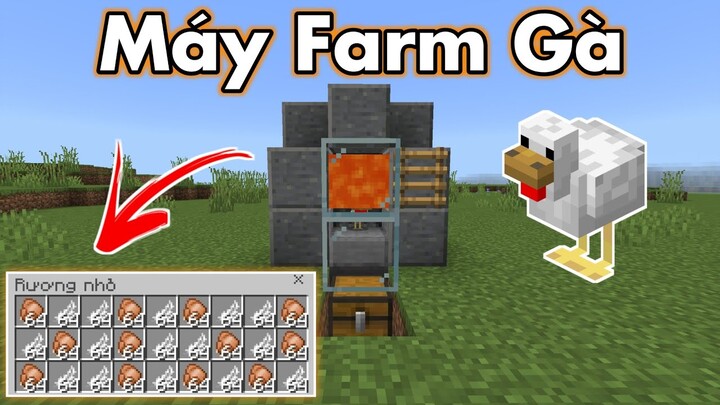 Cách Làm Máy Farm Gà / Thịt Gà Chín Trong Minecraft PE | Farm Thức Ăn | Chicken Farm Bedrock Edition