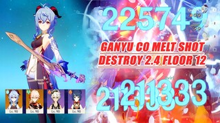 Ganyu C0 Melt Shot Destroy 2.4 Abyss Floor 12 - 350k DMG Charged Atk Showcase