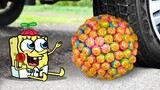 Crushing Crunchy And Soft Things By Car – Spongebob Vs Chupa Chups Candy Ball, Eggs, Pineapple