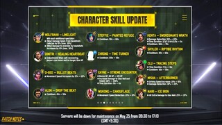 FREE FIRE CHARACTER ABILITY CHANGE | AFTER OB34 UPDATE 13 CHARACTER ABILITY CHANGE | NEW ABILITY |