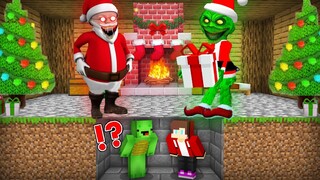 JJ and Mikey HIDE From Scary GRINCH.EXE and SANTA.EXE At Night in Minecraft Challenge Maizen