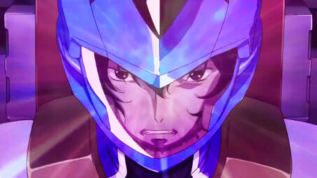 The new Gundam strikes, and the protagonist is rescued