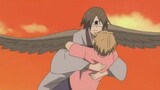 Natsume jatuh dari langit, Sansan mengulurkan tangan untuk menangkap Natsume setelah makan *i-*i