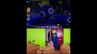 Rainbow friends real life vs original blue jumpscars