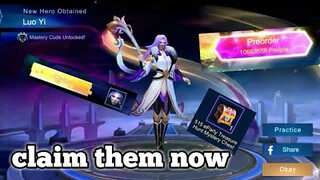 Log in now and claim the new and free hero "LUO YI"!!!!