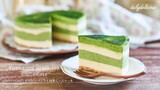 มูสเค้กวานิลลา, ชาเขียว/ Vanilla and Green tea mousse cake/ バニラと抹茶ムースケーキ