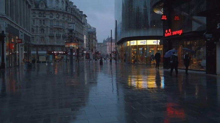 【超清英国】漫步清晨雨中的伦敦西区城市街景 2020.10