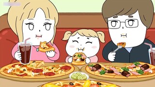 【foomuk Animation】ทารกกินจุเกิดมาและเขากินพิซซ่ากับพ่อแม่ของเขา